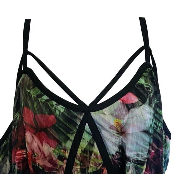 Lane Bryant 24 Plus Maxi Dress Lined Strappy Bodice Floral Tropical Cruise Fairy - Picture 9 of 16